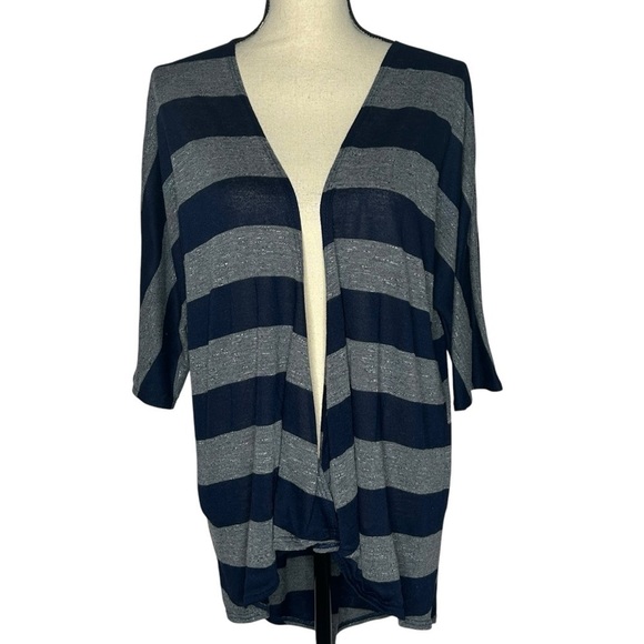 Lularoe Striped Open Front Kimono - Picture 1 of 9